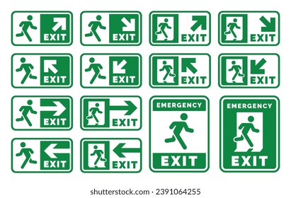 Emergency exit symbol icon set vector