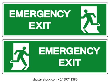 Emergency Exit Symbol Sign, Vector Illustration, Isolate On White Background Label. EPS10