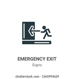 Emergency exit vector icon on white background. Flat vector emergency exit icon symbol sign from modern signs collection for mobile concept and web apps design.