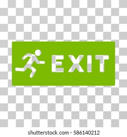 Emergency Exit vector pictograph. Illustration style is flat iconic eco green symbol on a transparent background.