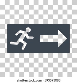 Emergency Exit vector pictograph. Illustration style is flat iconic smooth blue symbol on a transparent background.