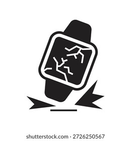 Ícone do smartwatch de glifo de detecção de queda de emergência