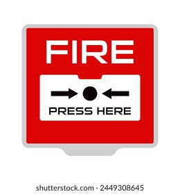 emergency fire alarm button flat vector illustration isolated on white background