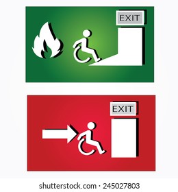 Emergency fire exit door and exit door,exit fire vector,disabled fire exit   