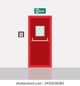 Ilustración vectorial plana de puerta de salida de incendios de emergencia