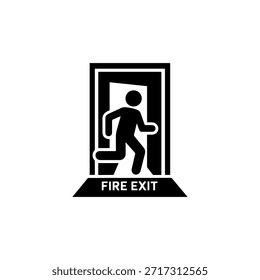 Emergency Fire Exit Door Icon, Running Man Safety Sign Symbol for Evacuation Routes, Building Warning Label Vector Illustration Design

