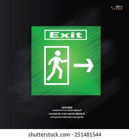 Emergency fire exit door and exit door on chalkboard,exit fire vector.exit fire on chalkboard
