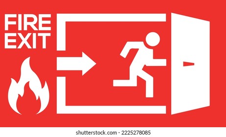 Señal de la puerta de salida de emergencia. Icono de vector
