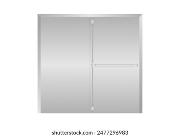 Emergency Fire Exit Door. Exit Door. Fire Exit Sign Over the Door. Vector Illustration Isolated on White Background.