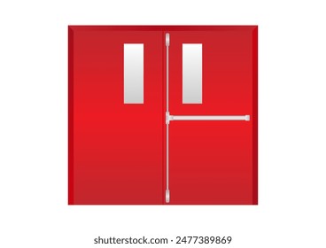 Emergency Fire Exit Door. Exit Door. Fire Exit Sign Over the Door. Vector Illustration.