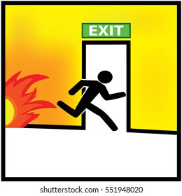 Emergency fire exit door and exit door sign