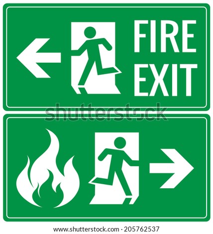 Emergency fire exit door signs vector