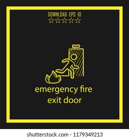 emergency fire exit door sketch vector icon