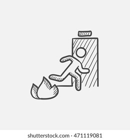 Emergency fire exit door sketch icon for web, mobile and infographics. Hand drawn vector isolated icon.
