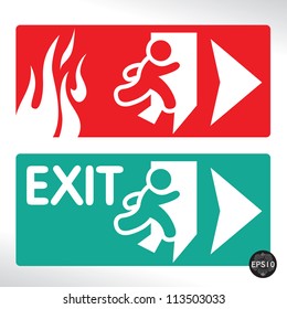 Emergency fire exit door and exit door, Vector, Illustrator