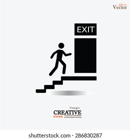 Emergency fire exit door.exit fire. vector   illustration.