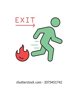 Emergency fire exit icon vector