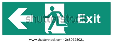 Emergency Fire exit left, escape route sign