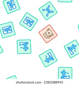emergency fire exit safety escape vector seamless pattern thin line illustration
