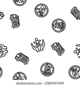 emergency fire exit safety escape vector seamless pattern thin line illustration