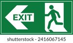 Emergency fire exit sign, , Emergency exit, Emergency Exit sign board, Green emergency exit sign, Fire sign  