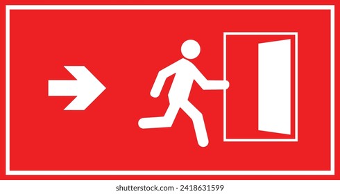 Emergency fire exit , Emergency sign, Emergency Exit sign board, Green emergency exit sign, Fire sign  