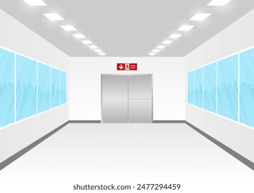 Emergency Fire Exit Sign in Corridor. Exit Sign. Fire Exit Sign. Vector Illustration.