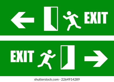 Emergency fire exit sign icon vector ilustratration.