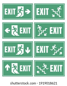 emergency fire exit sign set, exit door label