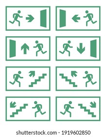 emergency fire exit sign set, exit door label