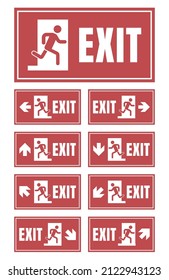 conjunto de señales de salida de emergencia, etiqueta de la puerta de salida