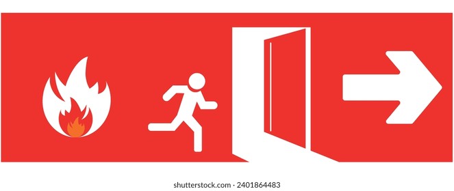 Emergency fire exit sign vector design.