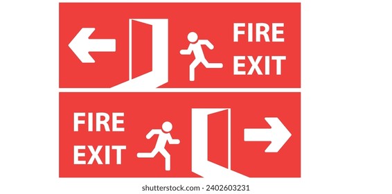 Emergency fire exit sign vector design.