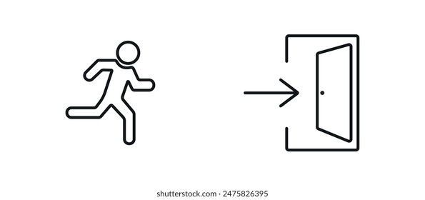 Emergency fire exit sign vector design.	
