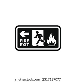 Emergency fire exit symbol icon isolated on white background