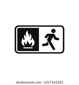 Emergency fire exit symbol icon isolated on white background