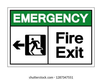 Emergency Fire Exit Symbol Sign,Vector Illustration, Isolated On White Background Label. EPS10