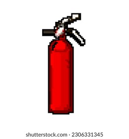 vector retro de arte de píxel de extinción de incendios de emergencia. extintor de emergencia de bits. ilustración vintage antigua