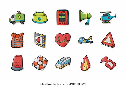 Emergency and fire icons set,eps10