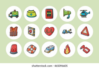 Emergency and fire icons set,eps10