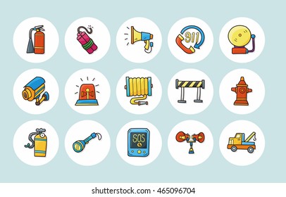 Emergency and fire icons set,eps10