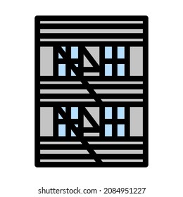 Emergency Fire Ladder Icon. Editable Bold Outline With Color Fill Design. Vector Illustration.