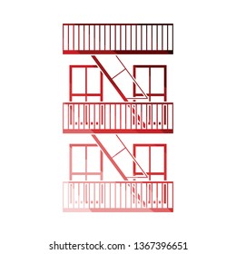 Emergency fire ladder icon. Flat color design. Vector illustration.