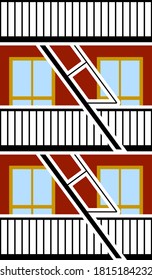 Emergency Fire Ladder Icon. Flat Color Design. Vector Illustration.