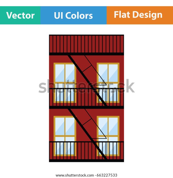 Emergency Fire Ladder Icon Flat Color Stock Vector Royalty Free 663227533