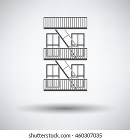 Emergency fire ladder icon on gray background with round shadow. Vector illustration.