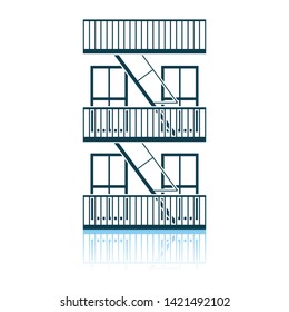 Emergency Fire Ladder Icon. Shadow Reflection Design. Vector Illustration.
