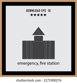 emergency, fire station  vector icon