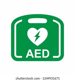 Emergency first aid defibrillator vector icon