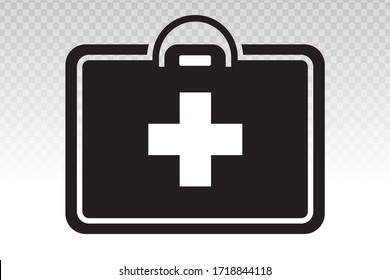 Emergency First aid kit flat icon on a transparent background